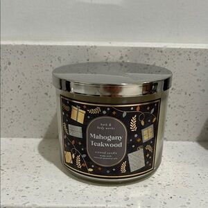 Bath & Body Works Mahogany Teakwood Scented Candle - Black and Silver